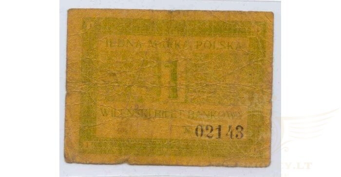 1920 m. 1 Vilniaus markė (Wilenski bilet bankowy), F