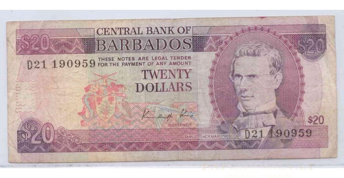 Barbados 1975 20 dollars VF