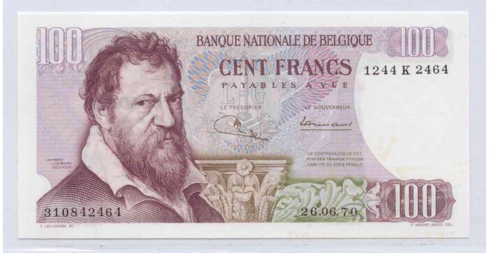 Belgija 1970 100 frankų UNC