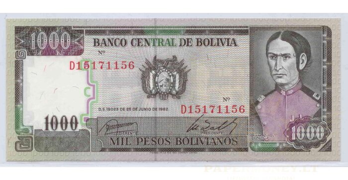 Bolivia 1982 1000 bolivianos UNC