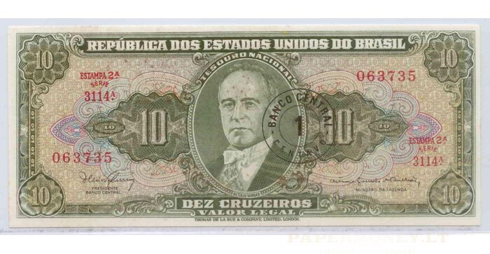 Brazilija 1967 10 cruseiros aUNC