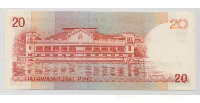 Filipinai 2008 20 pesų EXTRA ŽEMAS numeris FT000009 UNC !