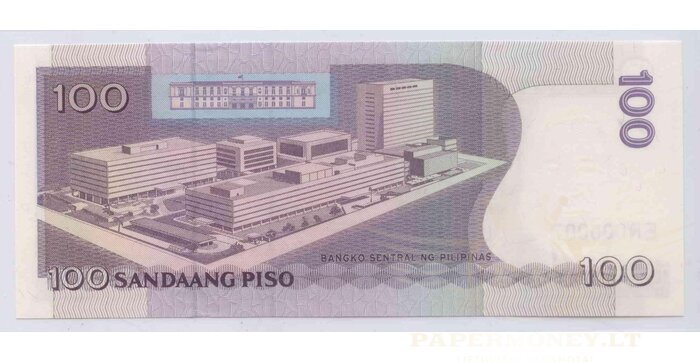 Filipinai 2010 100 pesų EXTRA ŽEMAS numeris ER000007 UNC !