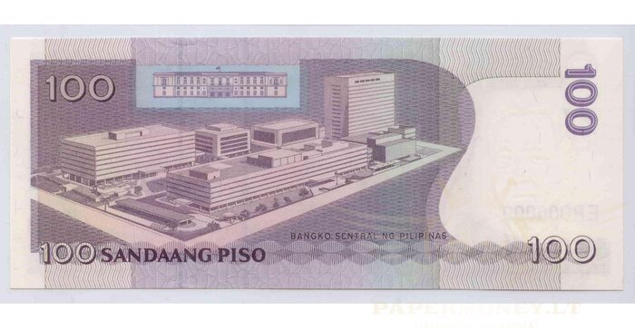 Filipinai 2010 100 pesų EXTRA ŽEMAS numeris ER000009 UNC !