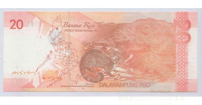 Filipinai 2014 20 pesų EXTRA ŽEMAS numeris CR000010 UNC !