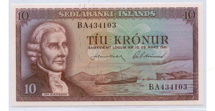 Islandija 1957 10 kronų UNC