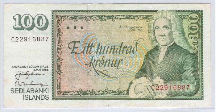 Islandija 1986 100 kronų XF