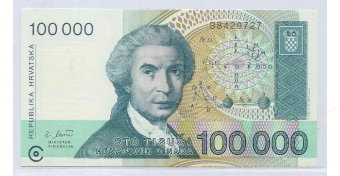 Kroatija 100000 dinarų 1993 UNC