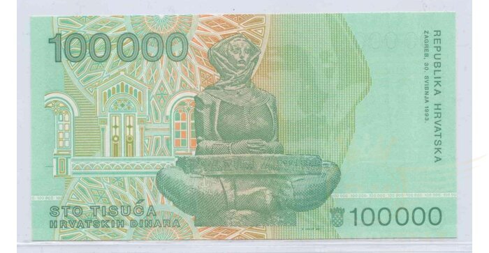 Kroatija 100000 dinarų 1993 UNC