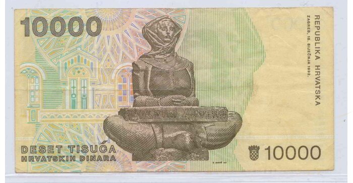 Kroatija 10000 dinarų 1992 XF