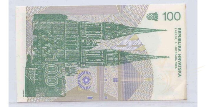 Kroatija 100 dinarų 1991 aUNC