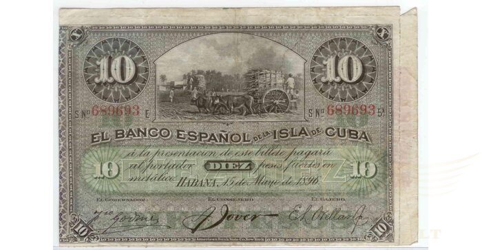 Kuba 1896 10 pesos VF