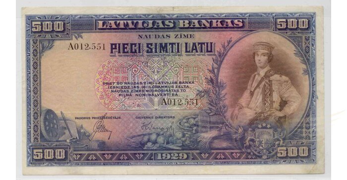 Latvija 1929 500 latu VF