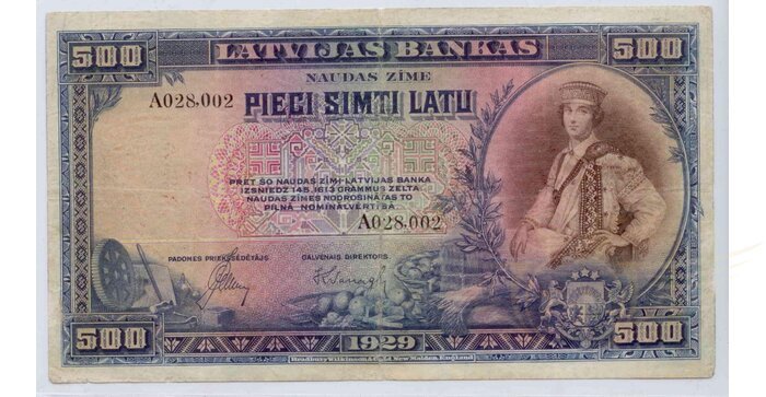 Latvija 1929 500 latu VF