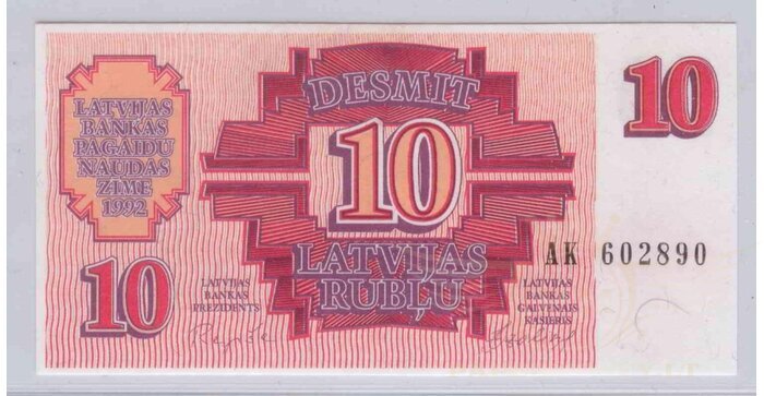 Latvija 1992 10 rublių UNC