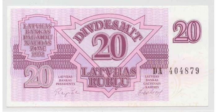 Latvija 1992 20 rublių UNC