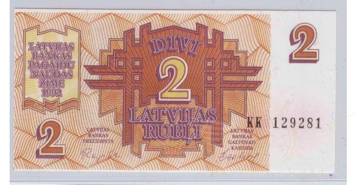 Latvija 1992 2 rubli prefix KK UNC