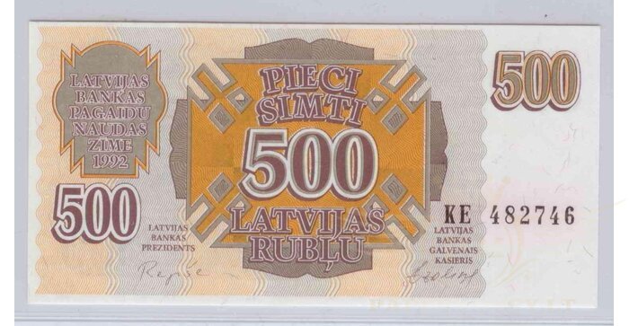 Latvija 1992 500 rublių UNC