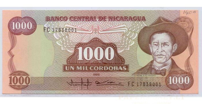 Nicaragua 1985 1000 cordobas UNC