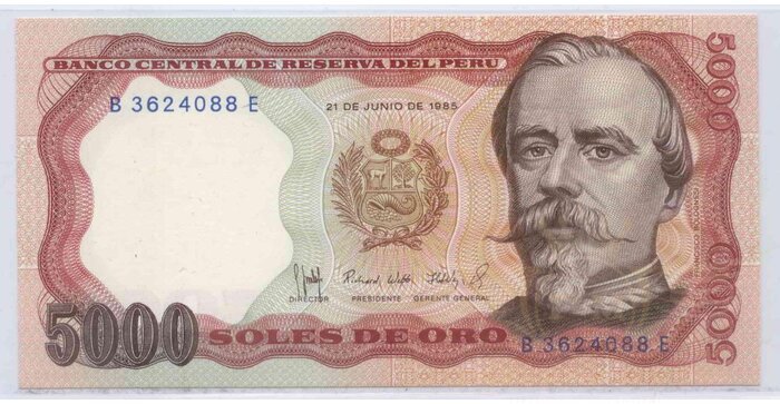 Peru 1985 5000 soles UNC