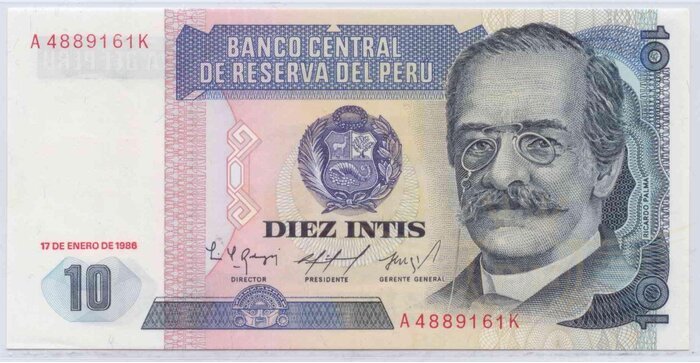 Peru 1986 10 intis UNC
