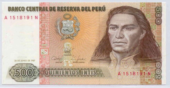Peru 1987 500 intis UNC