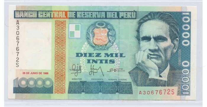 Peru 1988 10 000 intis UNC