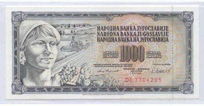 Yugoslavia 1981 1000 dinara UNC