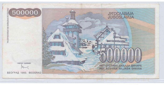 Yugoslavia 1993 500 000 dinara VF