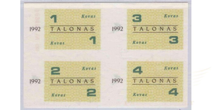 Maisto talonai 1992 kovas UNC